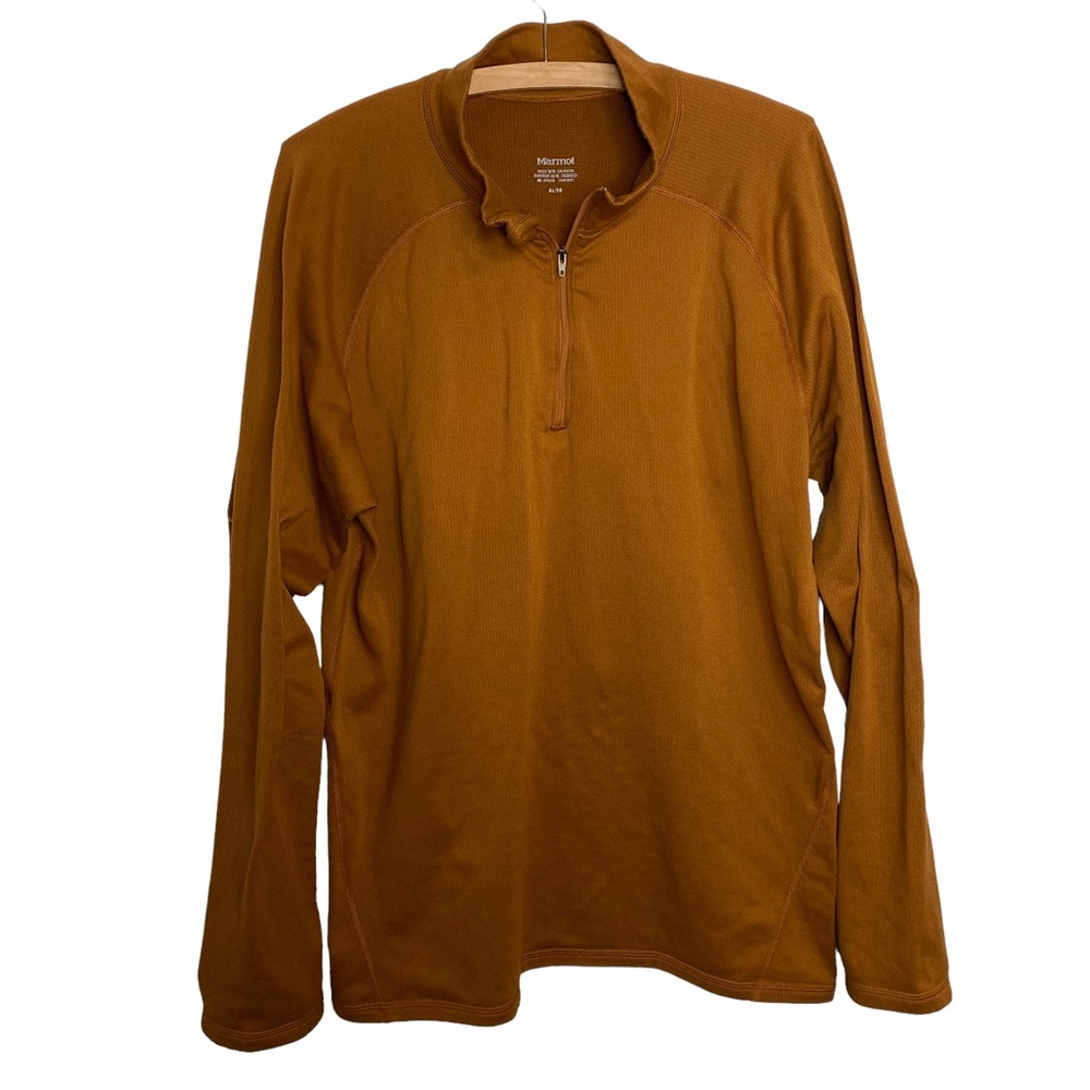 Marmot Grid Fleece Quarter Zip Mens XL Burnt Orange Pullover Midlayer L/S